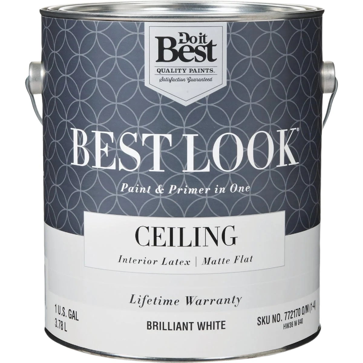 Elite Look Brilliant White Latex Matte Flat Ceiling Paint Primer 1 Gallon Functional