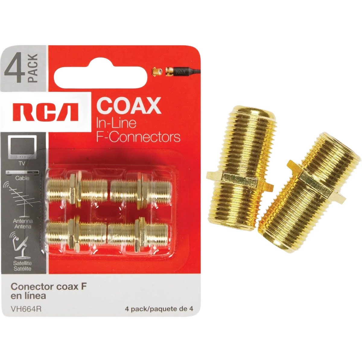 Eco-Friendly RCA In-Line Feed-Thru Coax Connector 4-Pack Quality