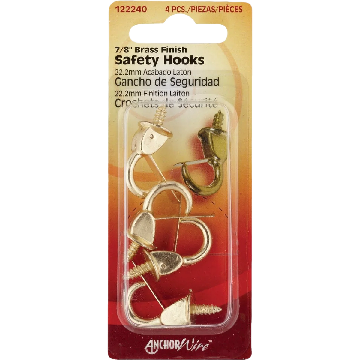 Practical Hillman Anchor Wire Brass Spring Safety Hooks 7 8 in. 4-Count Expertly Made