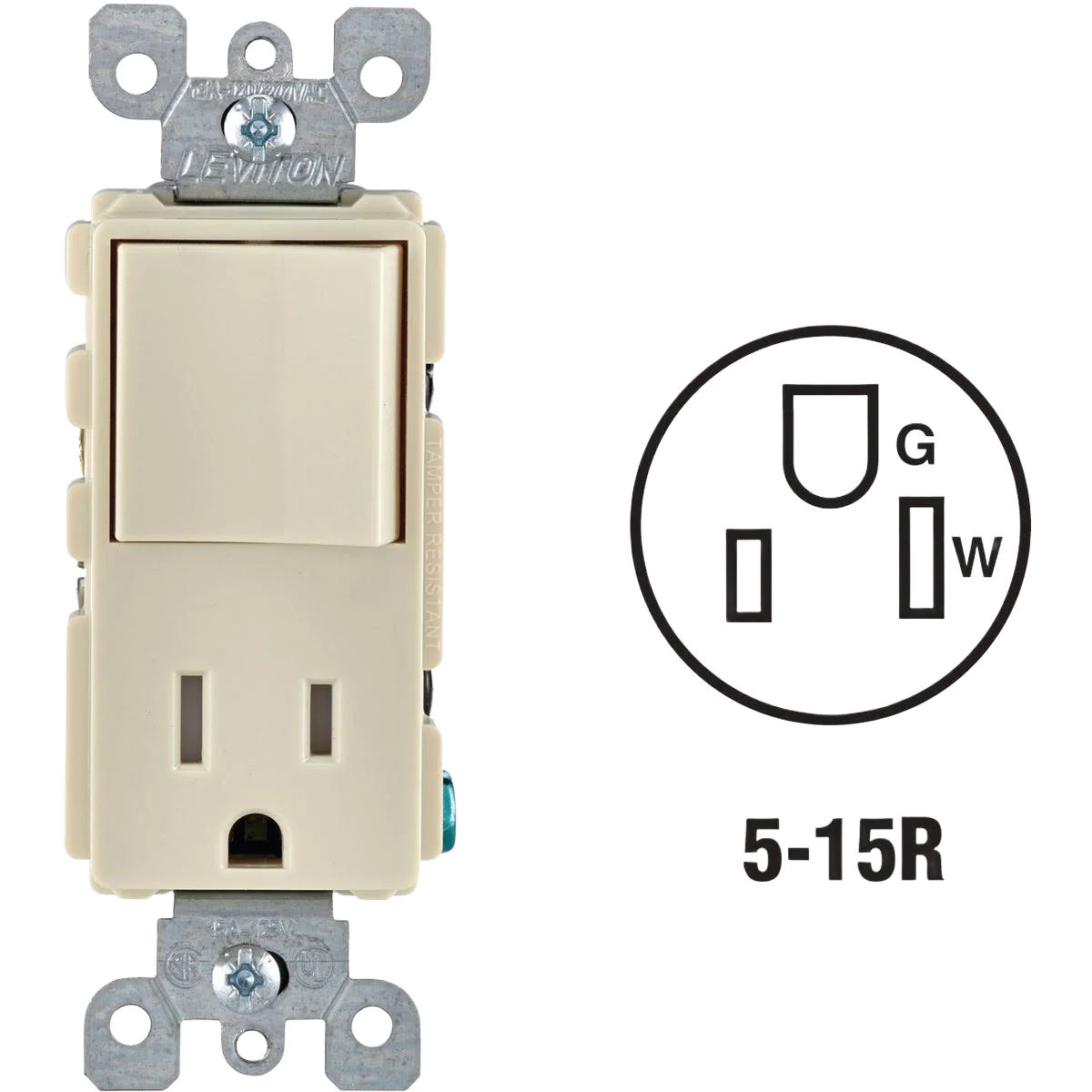 Proven Leviton Decora Almond 15 Amp Switch Outlet Efficient