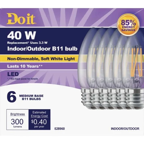 Enhanced Do it Soft White 40 Watt Equivalent LED Decorative Light Bulb 6-Pack Official