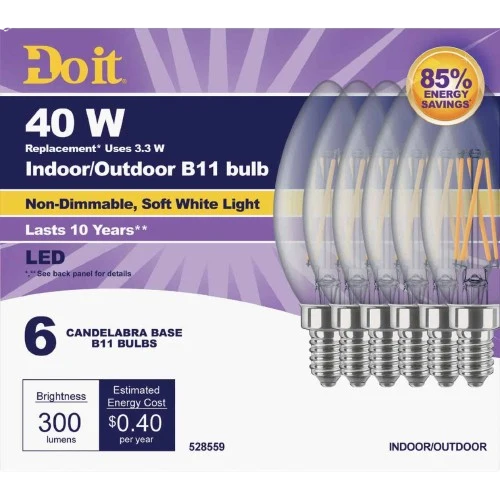 Powerful Do it Soft White 40 Watt Equivalent Candelabra LED Light Bulb 6-Pack Genuine