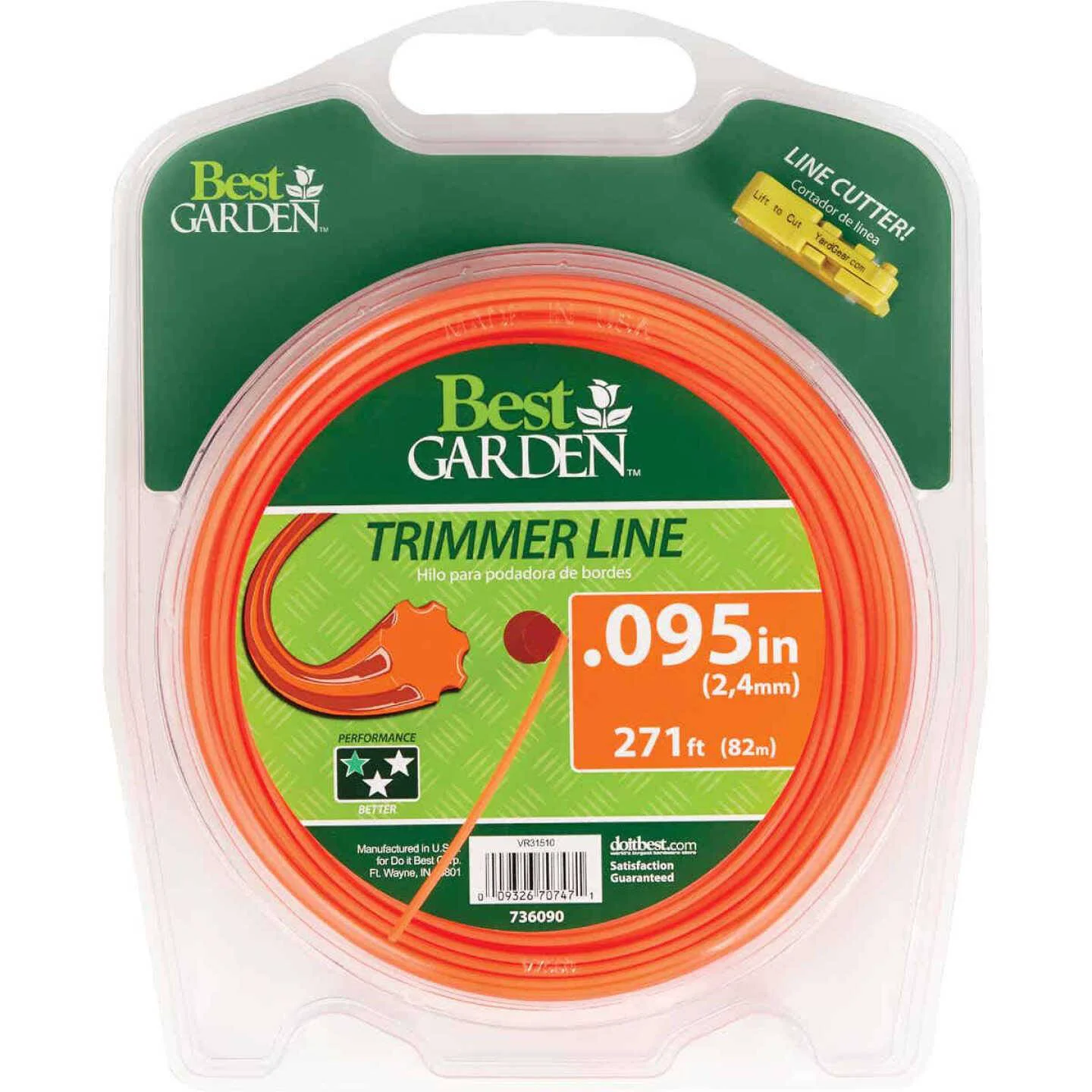 Excellent Garden 0.095 in. x 271 ft. 7-Point Orange Trimmer Line Consistent