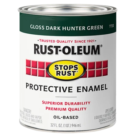 Fine Crafted Rust-Oleum Stops Rust Glossy Hunter Green Protective Enamel Brush-On Paint 1 Qt. Organic