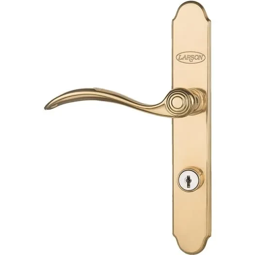 Innovative Larson QuickFit Brass Die-Cast Metal Locking Storm Door Curved Leverset Green