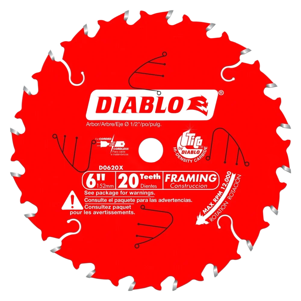 Breathable Diablo 6 INCH X 20 TOOTH FRAMING SAW BLADE FOR PORT-CABLE SAW BOSS Smooth