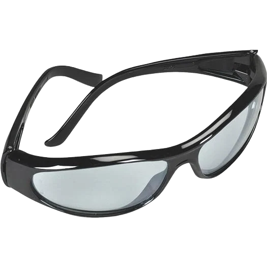 Premium Safety Works Blue Essential Style Black Frame Safety Glasses with Anti-Fog Light Blue Mirrored Lenses Traditional