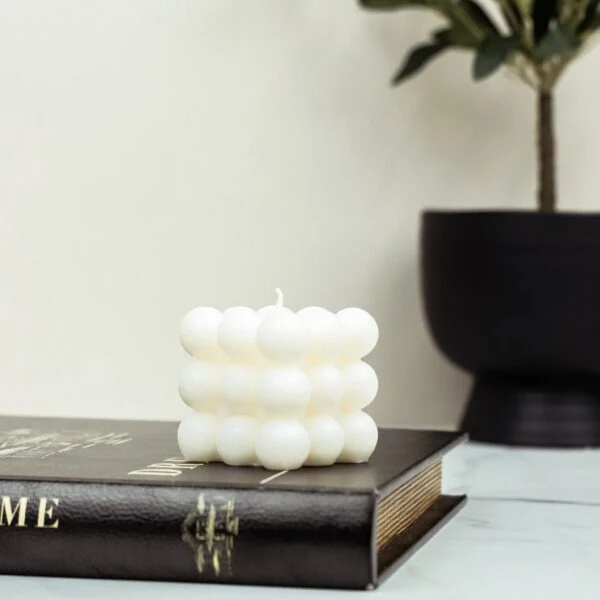 Trusted PD Home and Garden White Square Bubble Candle Reliable