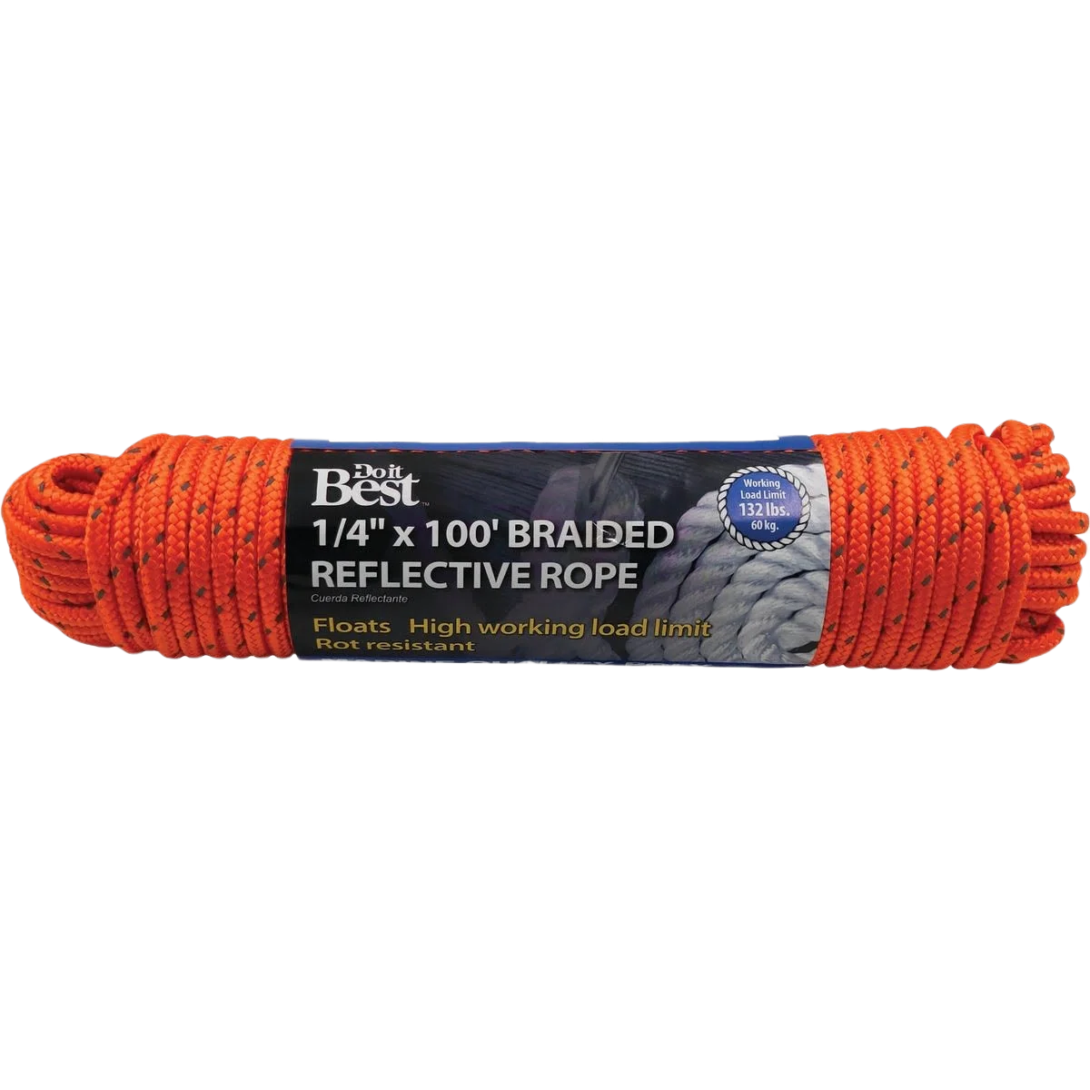 Classic Do it Orange Braided Reflective Polypropylene Packaged Rope 1 4 In. x 100 Ft. Convenient