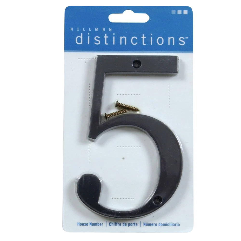 Enhanced Hillman Distinctions 4-In. Flush Mount Black House Number 5 Efficient