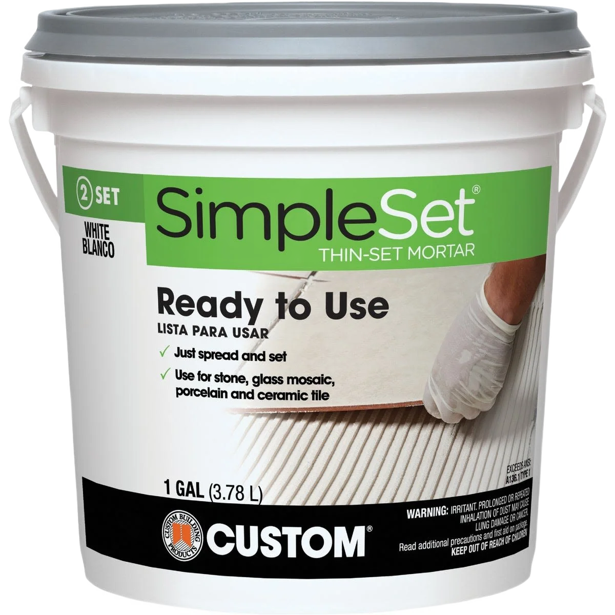 Clean Custom Building Products White SimpleSet Pre-Mixed Thin-Set Mortar 1 gal. Original