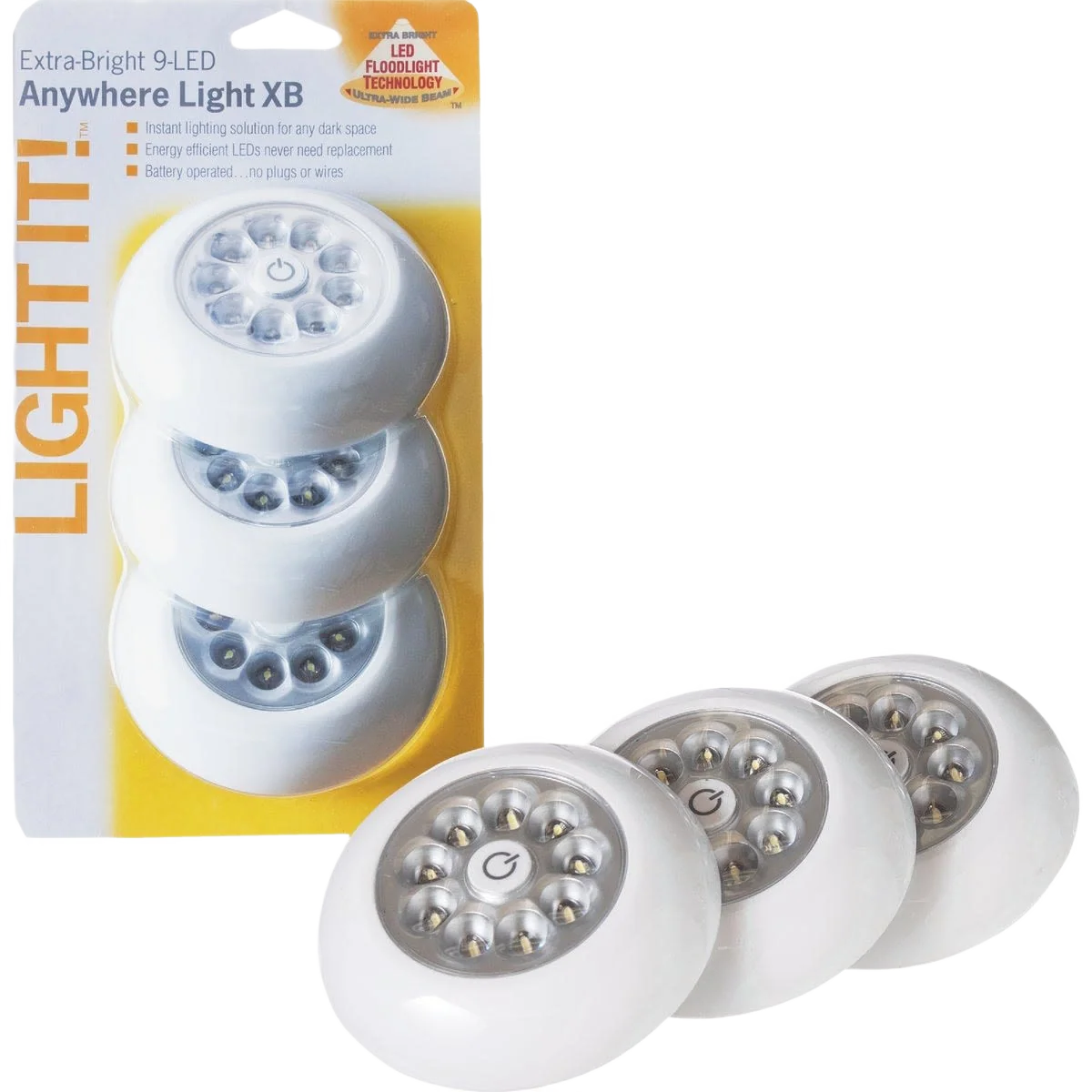 Flexible Light It 9-Bulb White Anywhere LED Battery Tap Light 3-Pack Exclusive