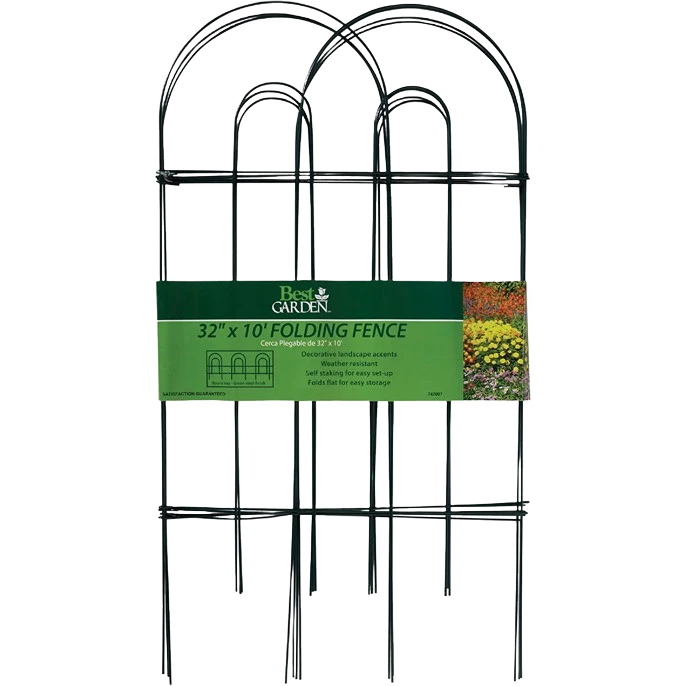 Breathable Garden 10' Powder-Coated Green Wire Folding Fence Trendy