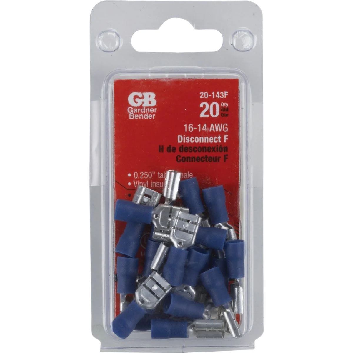 Fine Crafted Gardner Bender 16 to 14 AWG Blue Vinyl-Insulated Barrel Female Disconnect 20-Pack Efficient