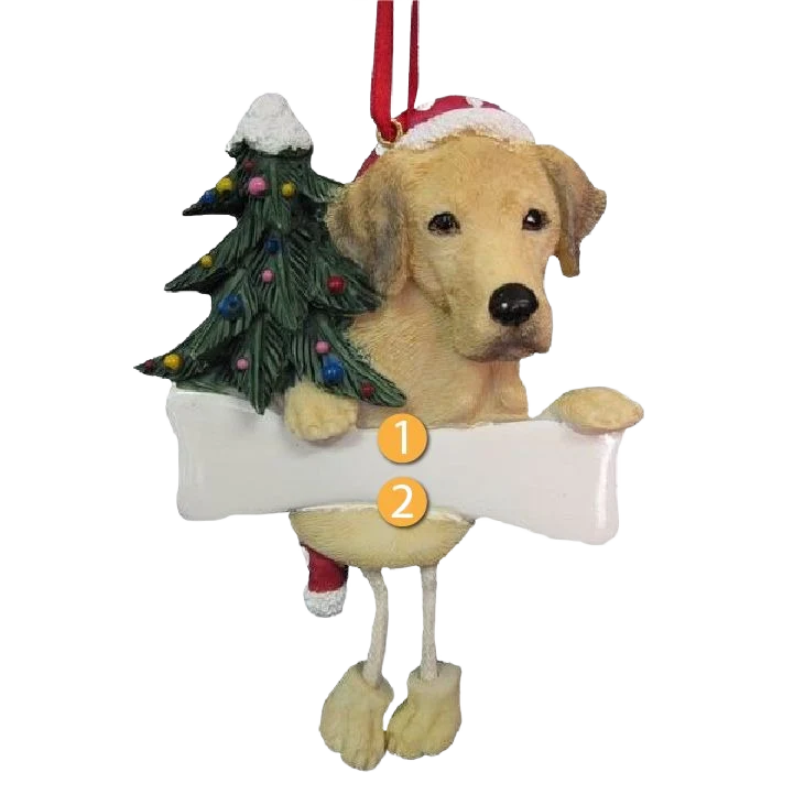 Innovative E S Pets Personalized Yellow Labrador Dangling Legs Ornament Easy-to-Use