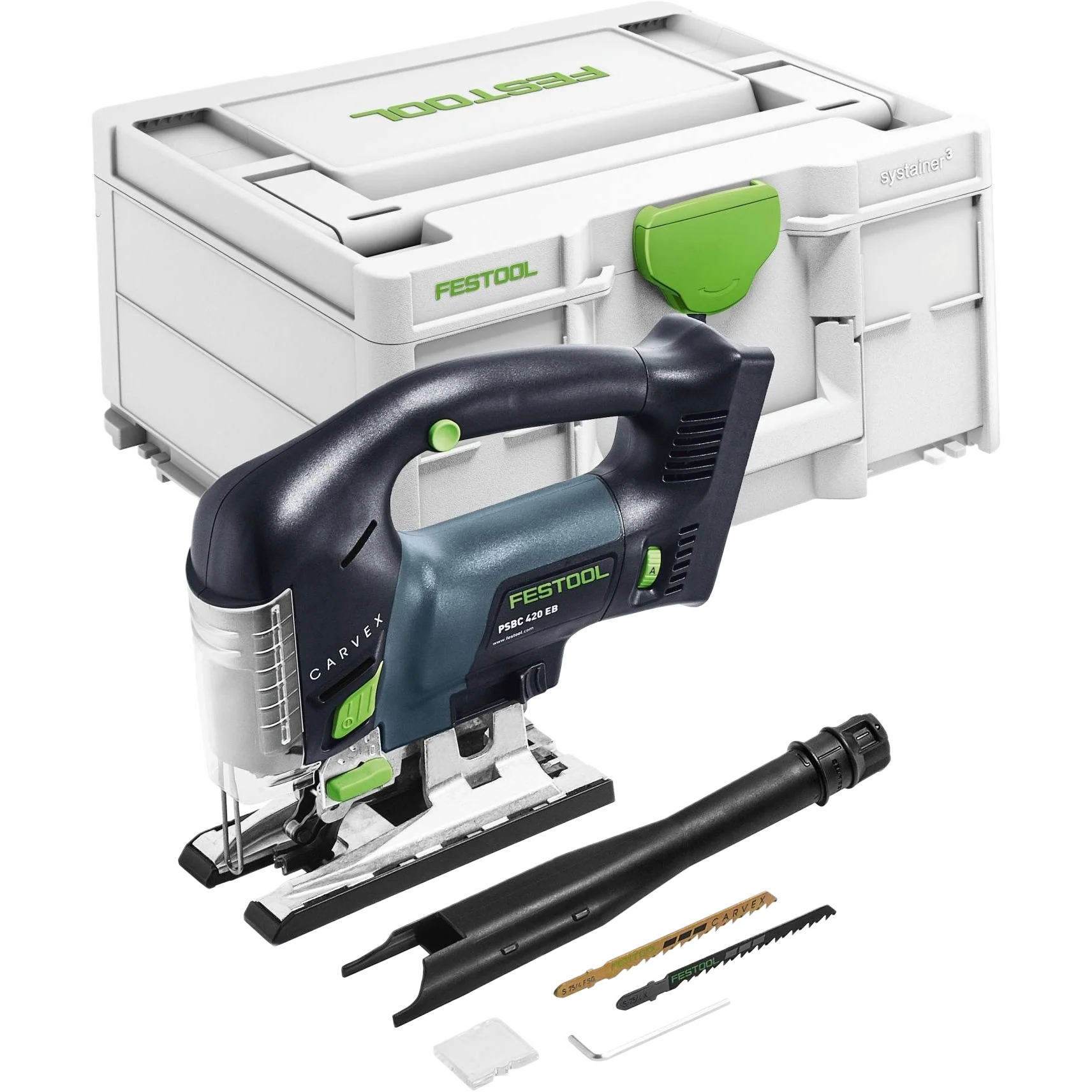 Detailed Festool 576531 Carvex 420 EB-Basic Cordless D-Handle Jigsaw Pure