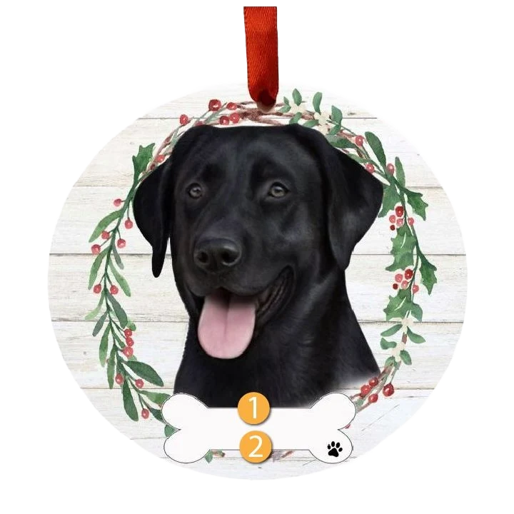 Premium Material E S Pets Personalized Black Labrador Face Wreath Ornament Quality
