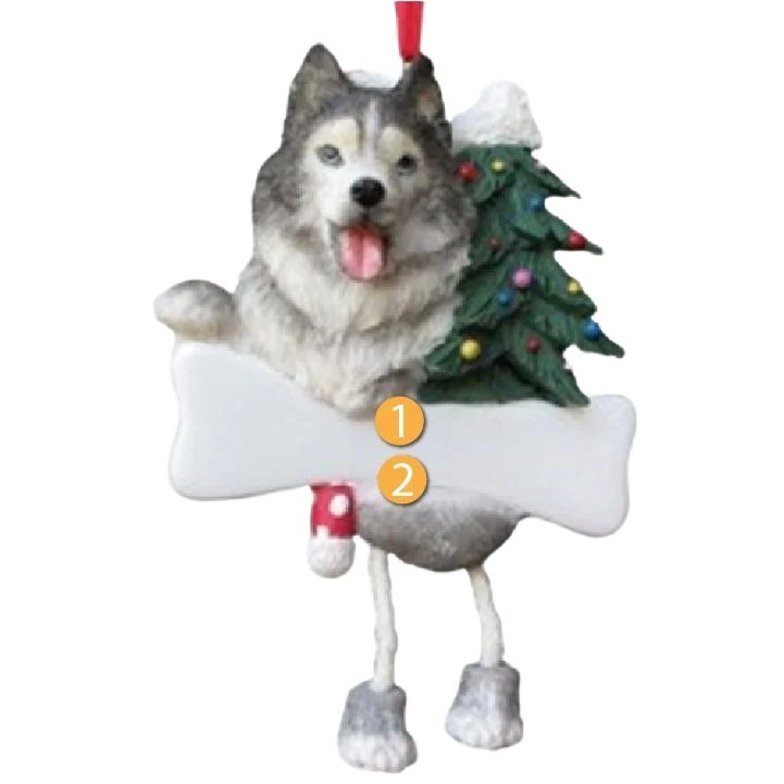 Professional E S Pets Personalized Siberian Husky Dangling Legs Ornament Reusable