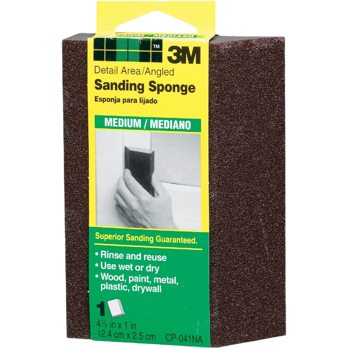 Functional 3M Angled Detail Area All-Purpose Medium Sanding Sponge High-Grade