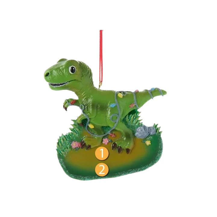 High-Quality Kurt S. Adler Personalized T-Rex Dinosaur with Lights Ornament Certified