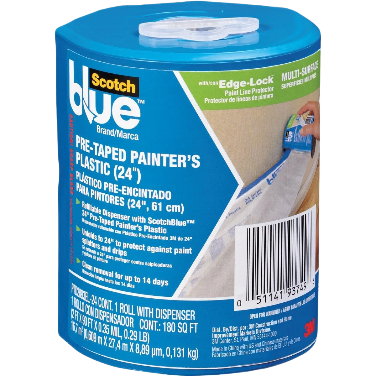 Organic Scotch Pre-Taped Painter's Plastic Drop Cloth 24 in. x 90 ft. Proven
