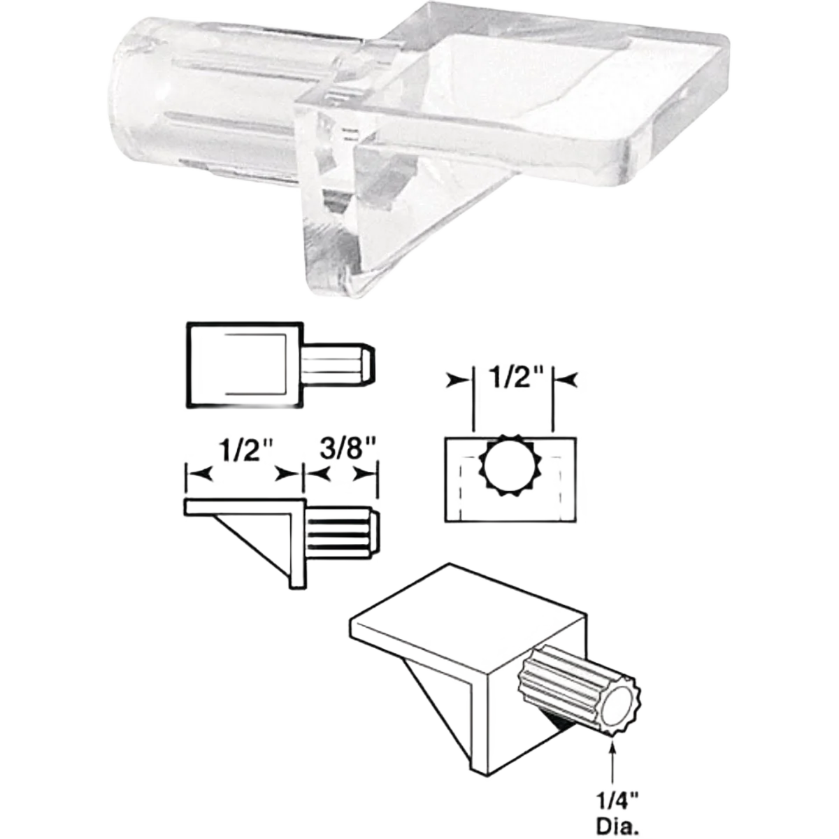 Fashionable Prime-Line 1 4 Dia. x 7 8 L Clear Butyrate Shelf Support 8-Ct Exclusive