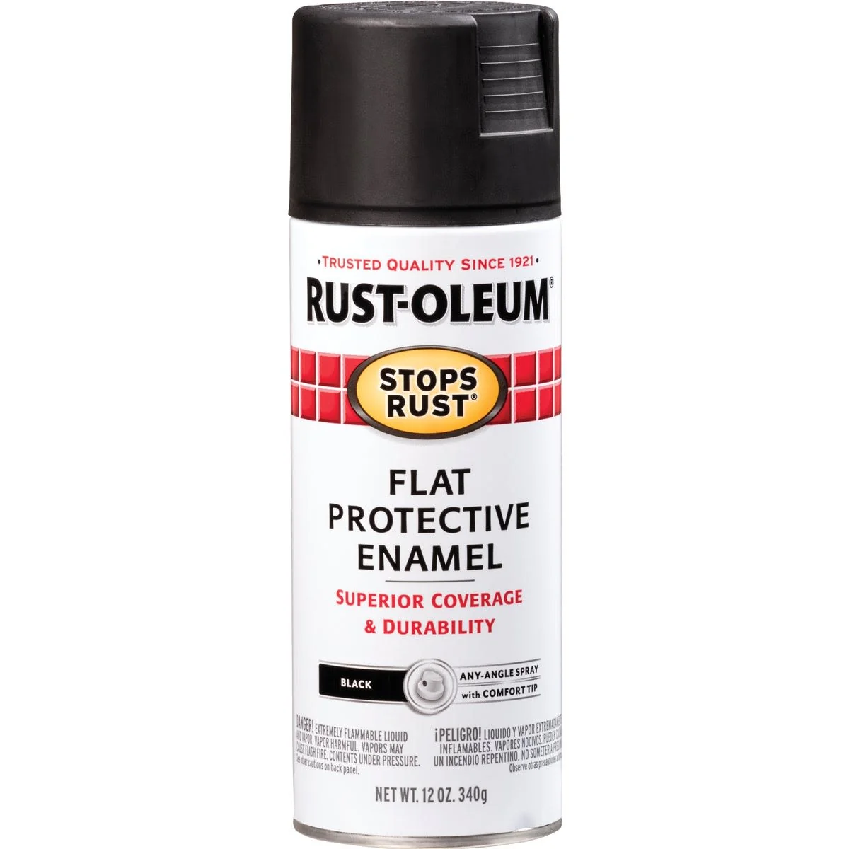 Pure Rust-Oleum Black Flat Protective Enamel Spray Paint 12 oz. Original
