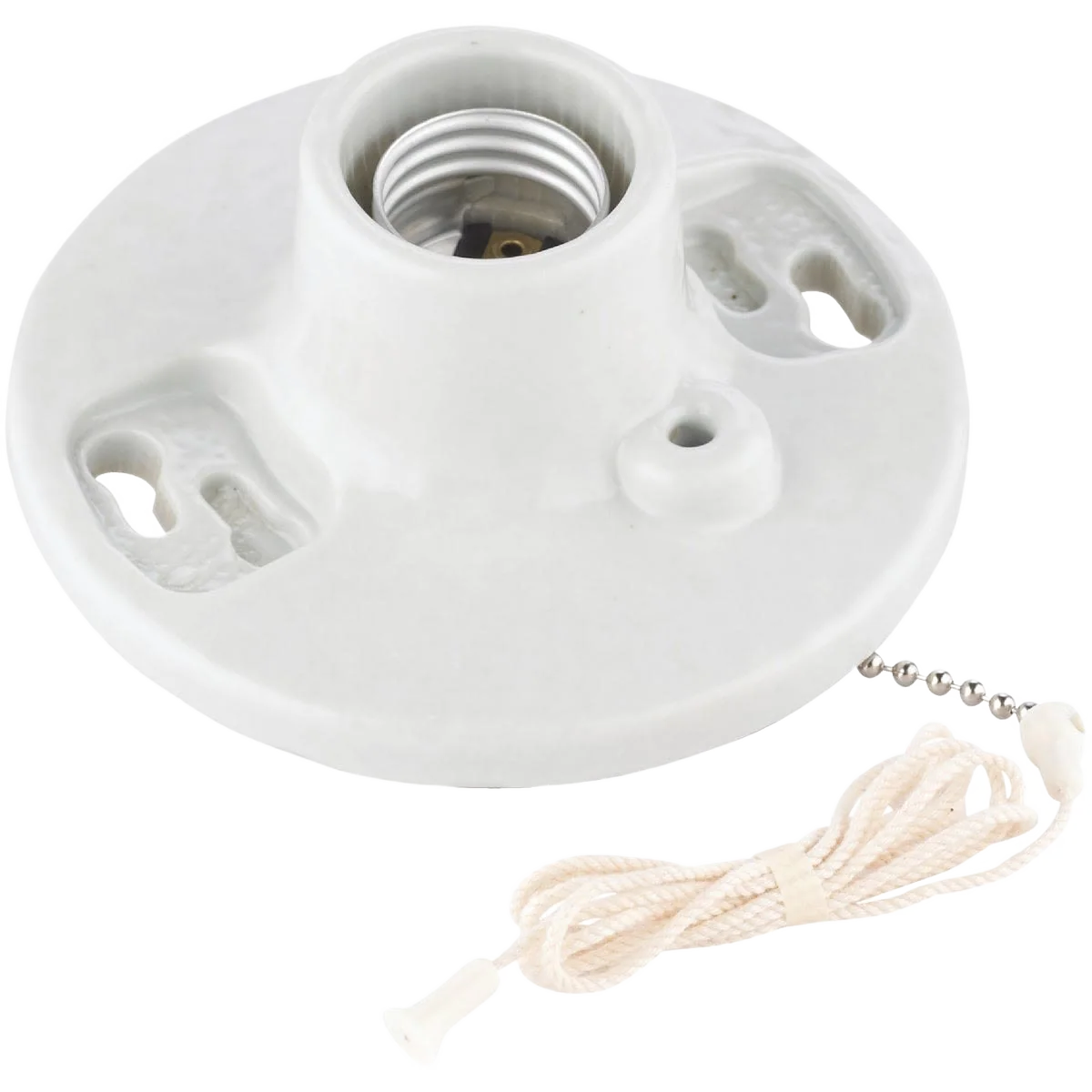 Quality Leviton White Porcelain Incandescent Lampholder with Pull Chain Certified