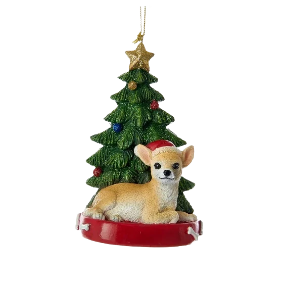 Official Kurt S. Adler Personalized Chihuahua with Tree Ornament Quality