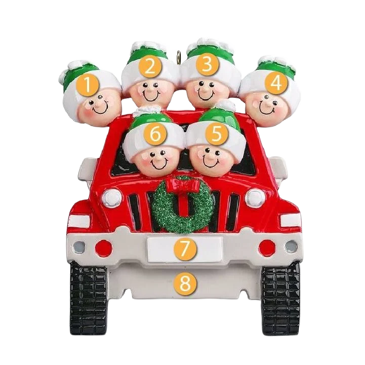 Professional Rudolph Me Personalized SUV Family of 6 Ornament Reusable