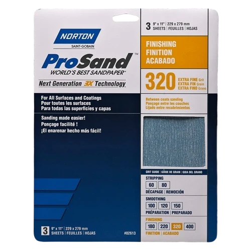 Specialty Norton Prosand 320-Grit Sanding Sheets 3-Pack Durable