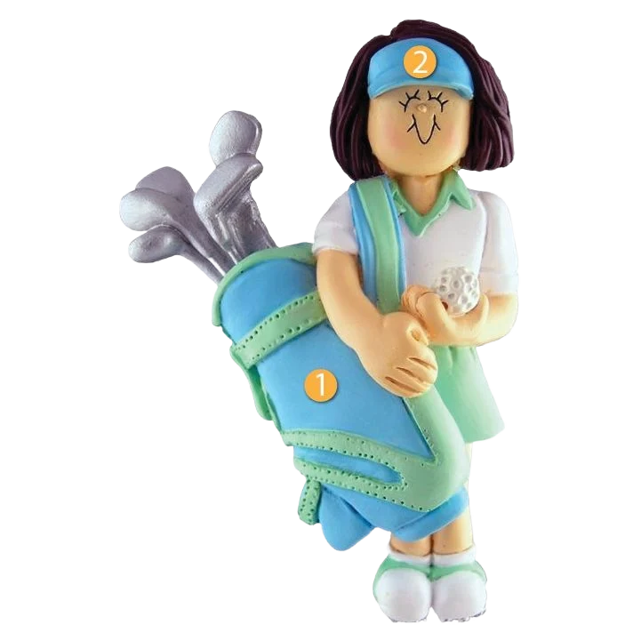 Secure Ornament Central Personalized Brunette Female Golfer Ornament Official