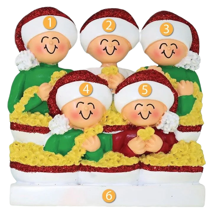 Secure Ornament Central Personalized Family of 5 Stringing Popcorn Ornament Relaxed