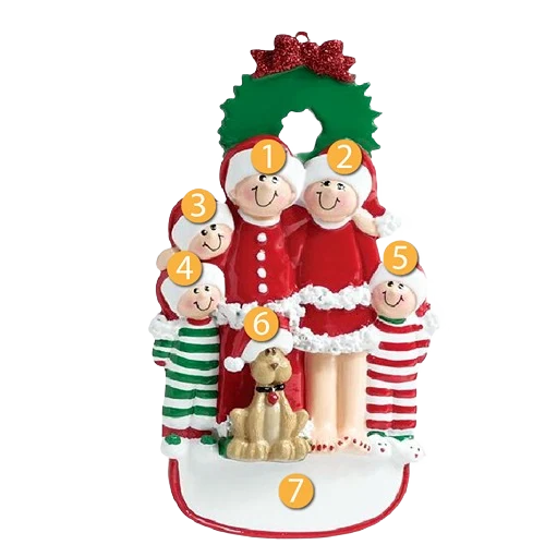 Flexible Rudolph Me Personalized Christmas Family of 5 with Dog Ornament Practical