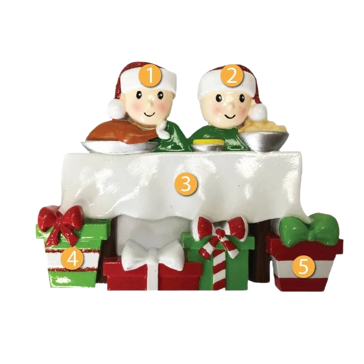 Top-Quality PolarX Personalized Dinner Table Family of 2 Ornament Innovative
