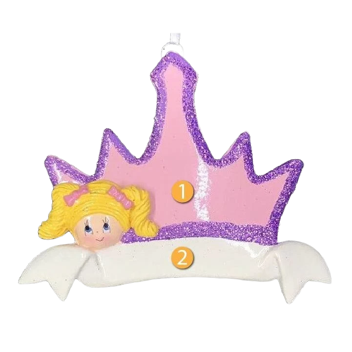 Relaxed Rudolph Me Personalized Blonde Crown Girl Ornament Traditional