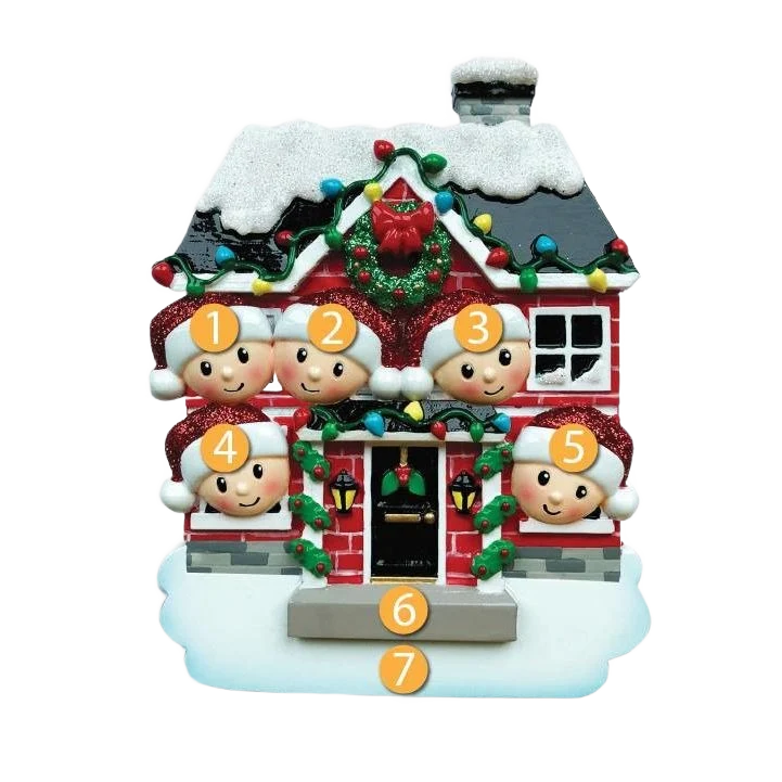 Safe PolarX Personalized New House Family of 5 Ornament Minimalist
