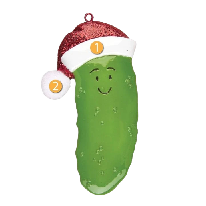 Certified PolarX Personalized Christmas Pickle with Santa Hat Ornament Proven