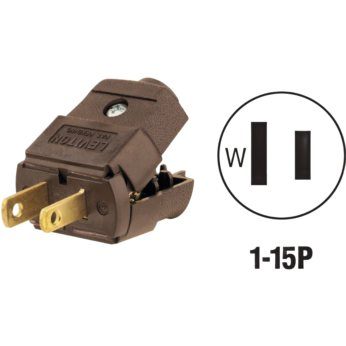 Detailed Leviton 15 Amp 2-Wire 2-Pole Brown Hinged Cord Plug Convenient