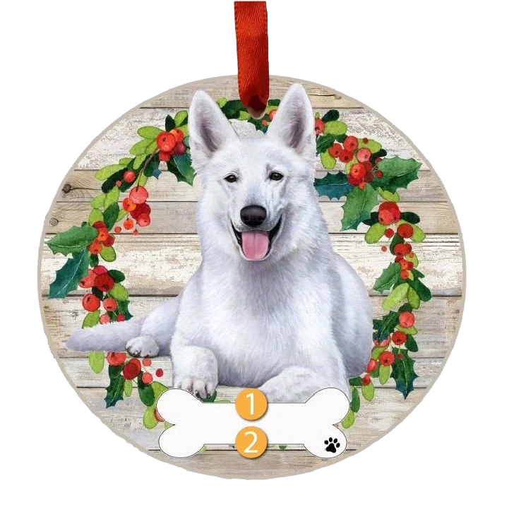 Environmentally Friendly E S Pets Personalized White German Shepherd Wreath Ornament Refined