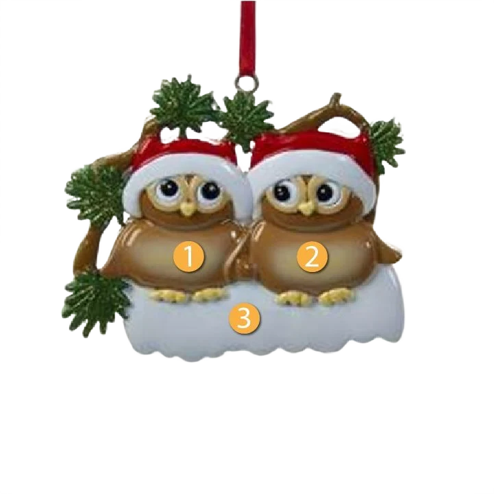 Innovative Kurt S. Adler Personalized Owl Family of 2 Ornament Premium