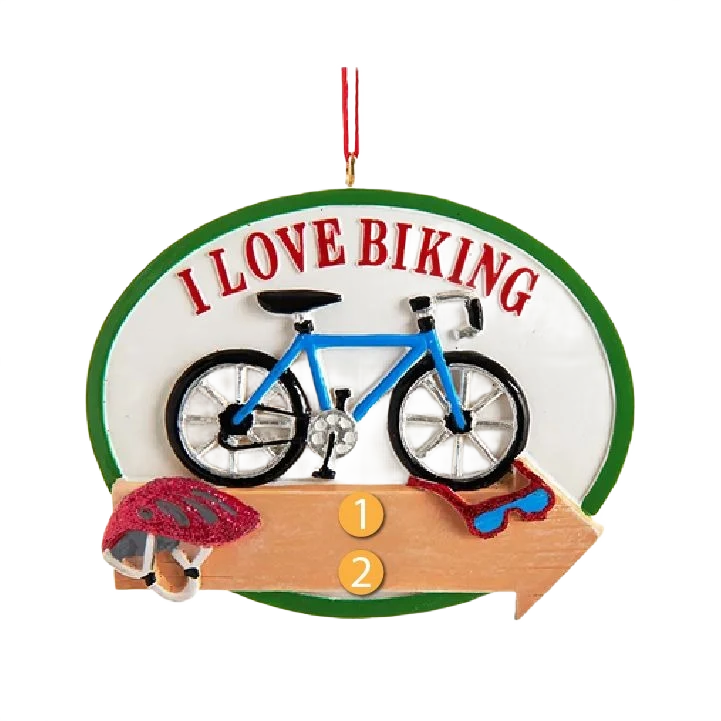 Original Design Kurt S. Adler Personalized I Love Biking Ornament Excellent