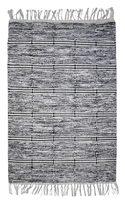 Premium India Overseas Black Stria Rag Rug 2' x 3' Proven