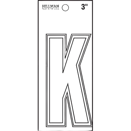 Original Design Hillman 3 in. White Matte Die Cut Vinyl Sticker Thin Letter K Premium Material