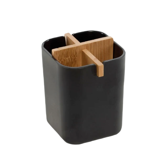 Unique Moda Stowe White Bamboo Brush Organizer Fine