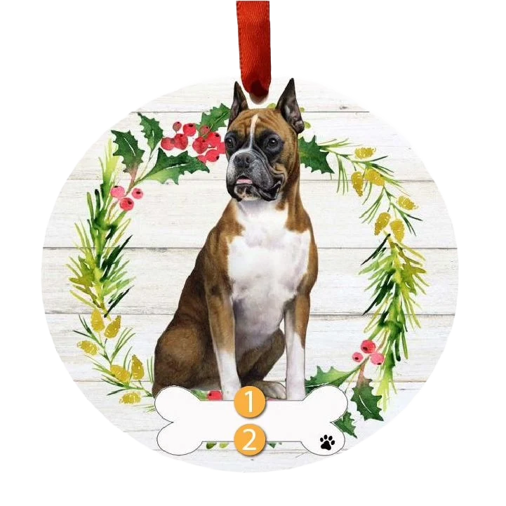 Exclusive E S Pets Personalized Boxer Wreath Ornament Fast