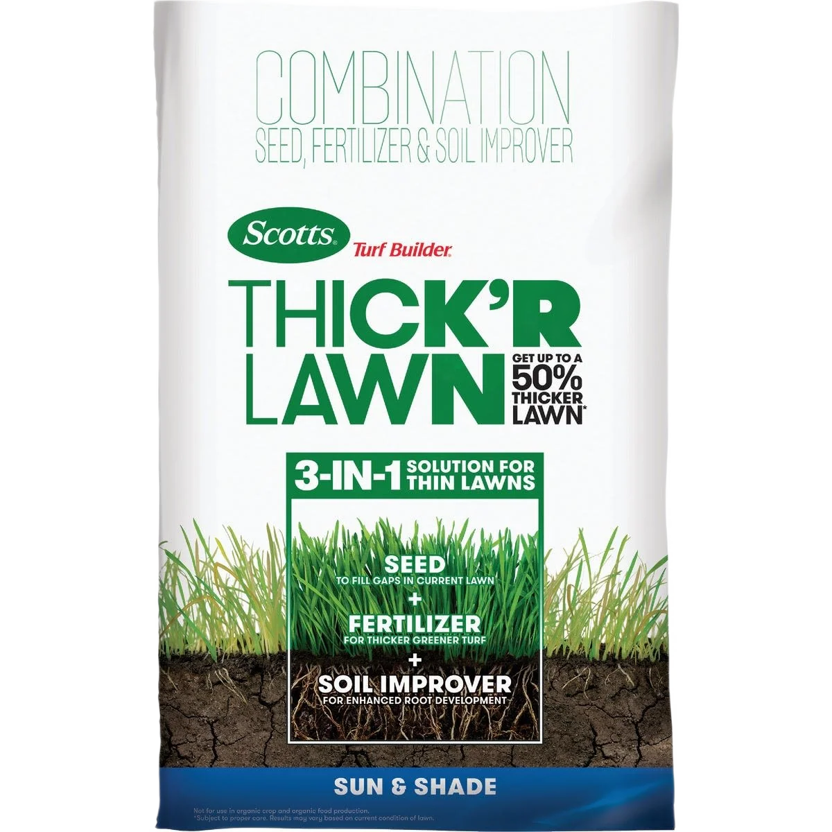 Safe Scotts Turf Builder Thick'R Lawn Sun Shade Mix 12 lbs. Crafted