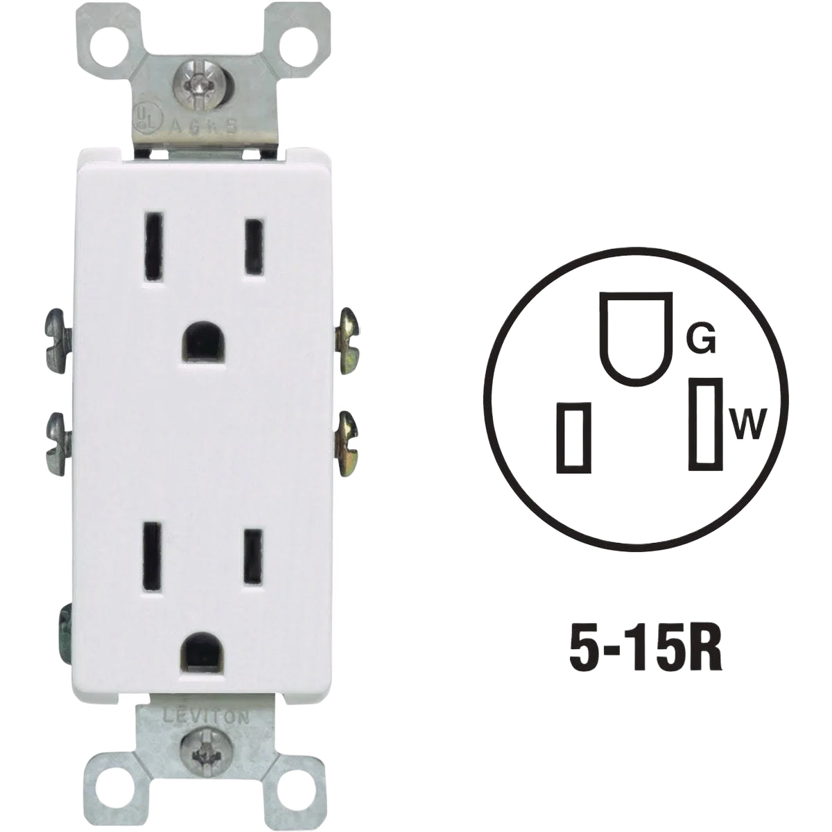 Smart Leviton Decora 15 Amp White Residential Grade Duplex Outlet Secure