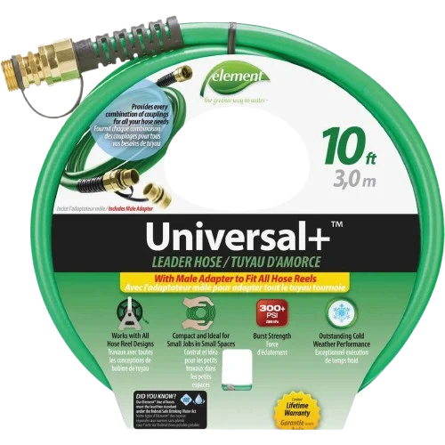 Stylish Element Universal Green Leader Hose with Male Adapter 10 ft. Innovative