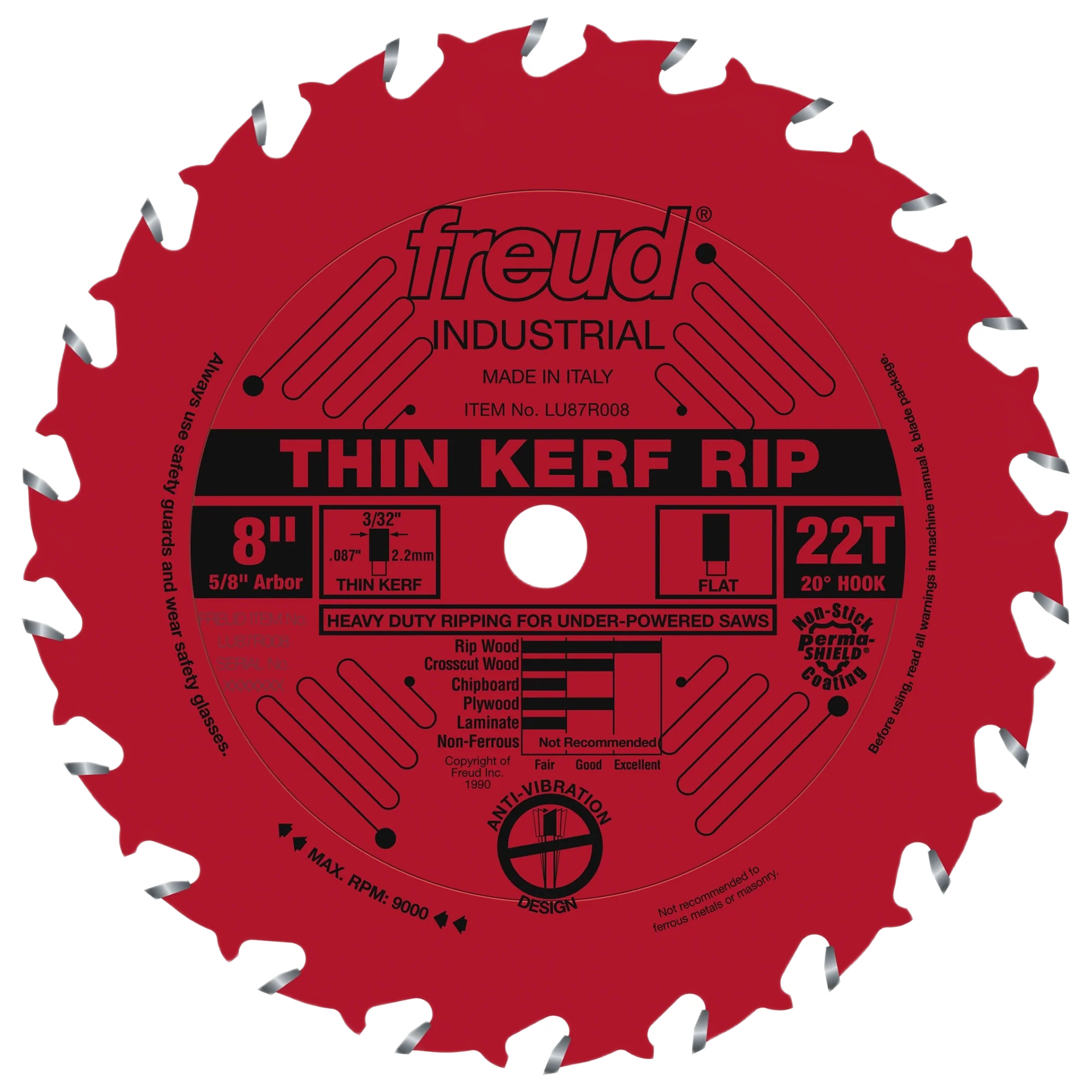 Durable Freud 8 in. x 22 x 5 8 ATB Red Saw Blade Fine